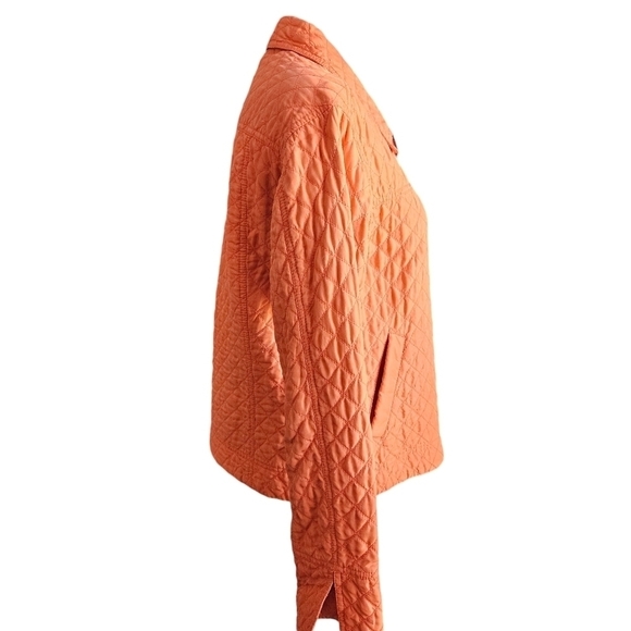 debra deRoo Women’s Jacket Small Orange 100% Silk Quilted Zip Jacket Gray Lining - Picture 3 of 12